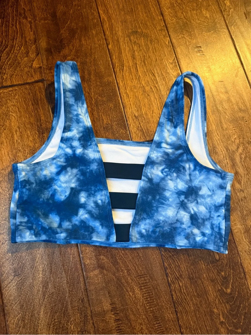 abercrombie kids Blue Tie-Dye Swim Bralette with Strappy Back